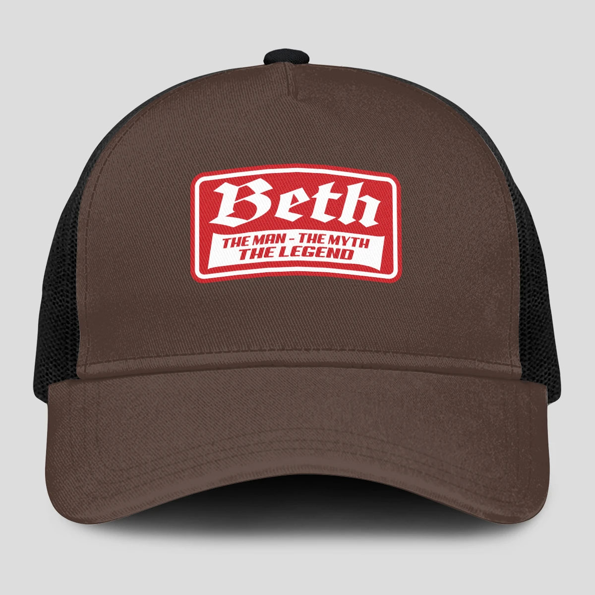 The Man The Myth The Legend Red Logo Brown Mesh Cap BETH 13K1 C203PF