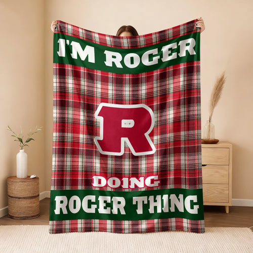 I'm Name Doing Name Things Red Plaid Fleece Blanket ROGER 13K1 BK49