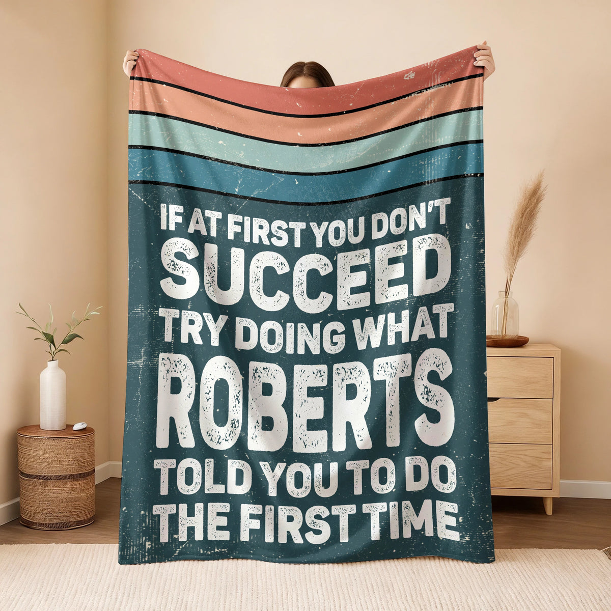 If At First You Don’t Succeed Retro Green Fleece Blanket ROBERTS 13K1 BK29