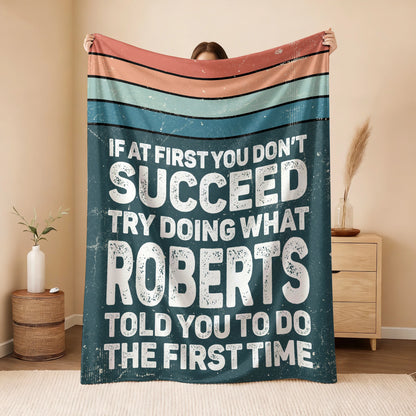 If At First You Don’t Succeed Retro Green Fleece Blanket ROBERTS 13K1 BK29
