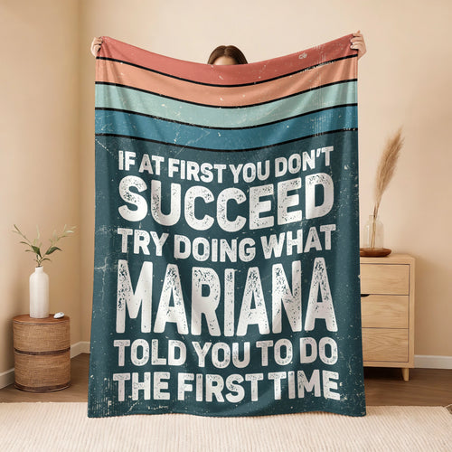 If At First You Don’t Succeed Retro Green Fleece Blanket MARIANA 13K1 BK29
