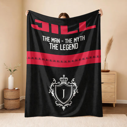 The Man The Myth The Legend Black Red Fleece Blanket JILL 13K1 BK14