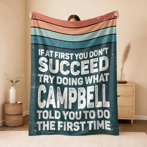 If At First You Don’t Succeed Retro Green Fleece Blanket CAMPBELL 13K1 BK29