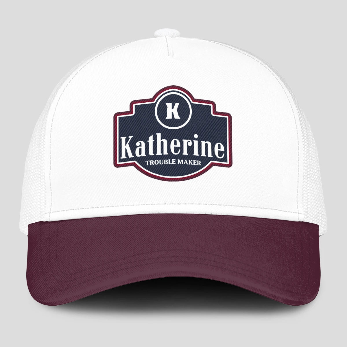Trouble Maker Burgundy And White Funny Mesh Cap KATHERINE 13K1 C201PF