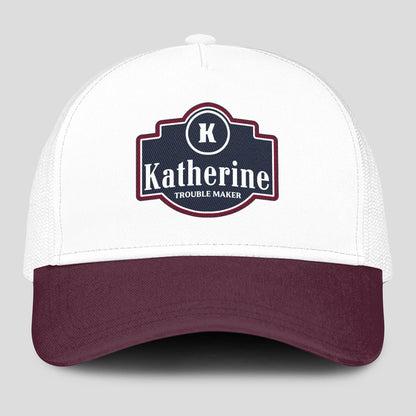 Trouble Maker Burgundy And White Funny Mesh Cap KATHERINE 13K1 C201PF