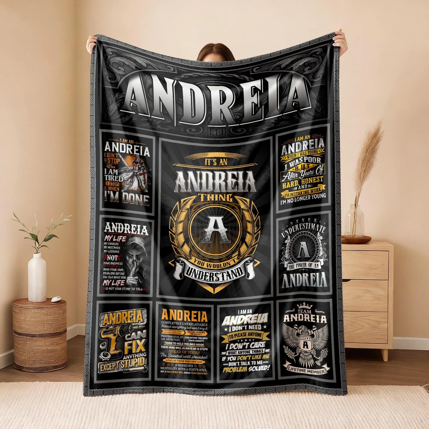ANDREIA Personalized Blanket | Custom Name Cozy Throw Gift 13K4-BK2