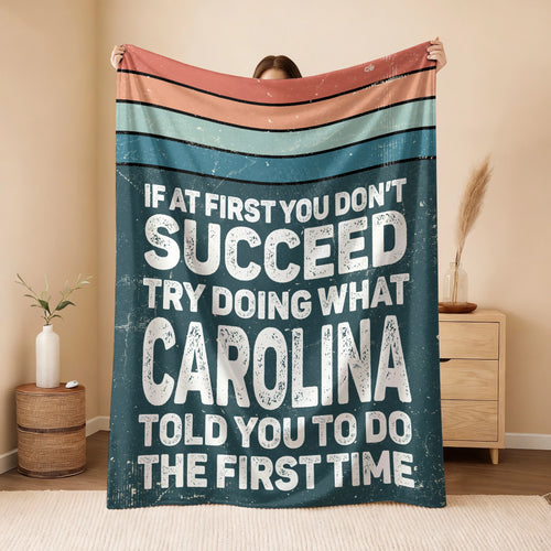 If At First You Don’t Succeed Retro Green Fleece Blanket CAROLINA 13K1 BK29