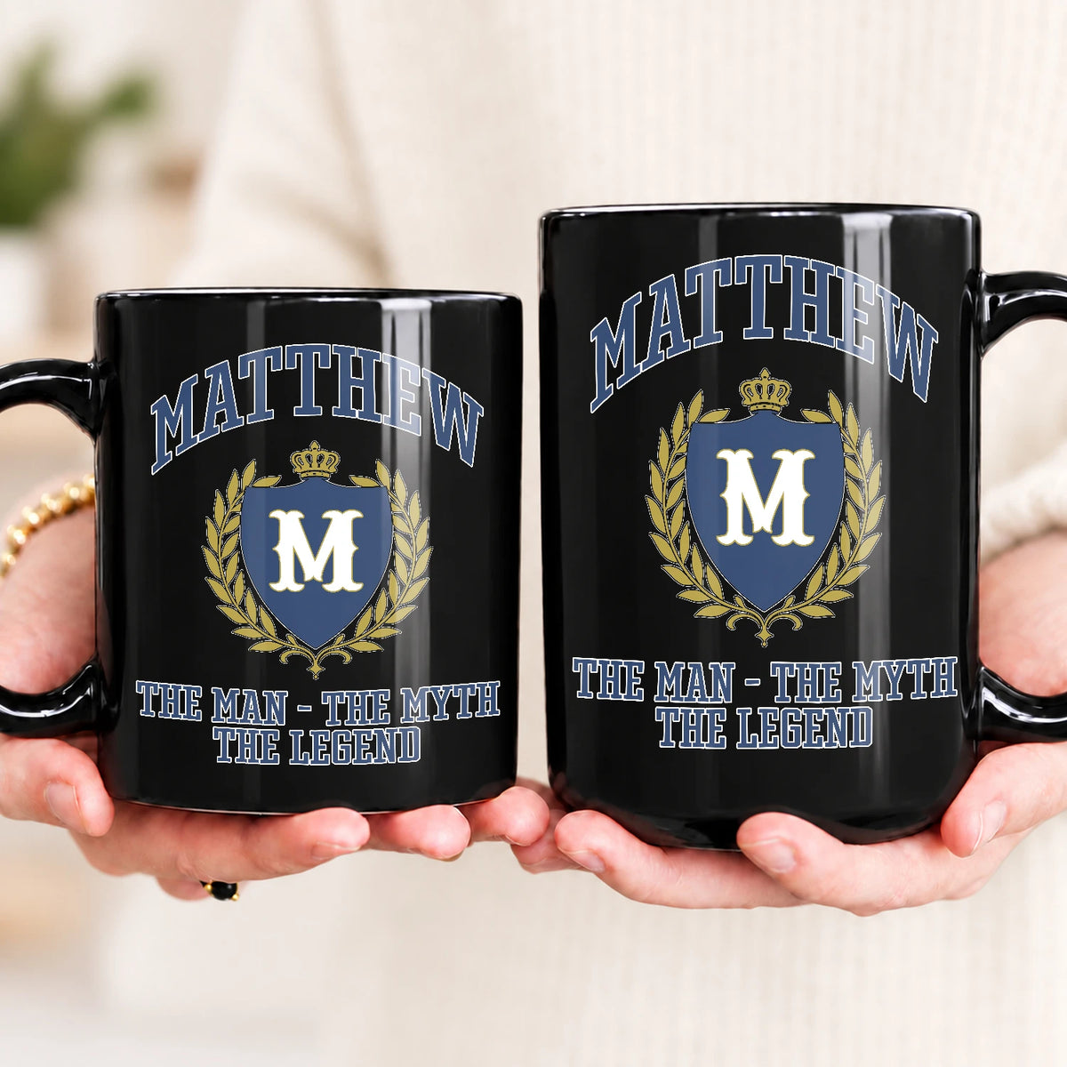 The Man The Myth The Legend Blue And Yellow Logo Mug MATTHEW 13K1 MG24
