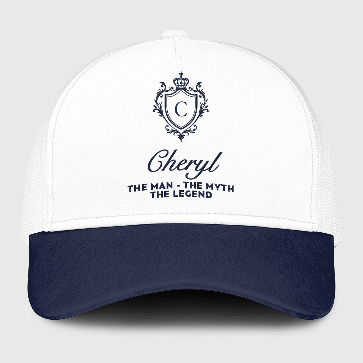 The Man The Myth The Legend Blue And White Baseball Mesh Cap CHERYL 13K1 C186PF