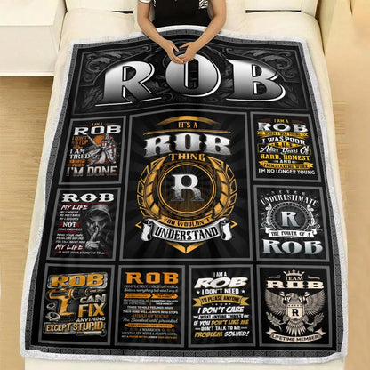 ROB Personalized Blanket | Custom Name Cozy Throw Gift 13K1-BK2