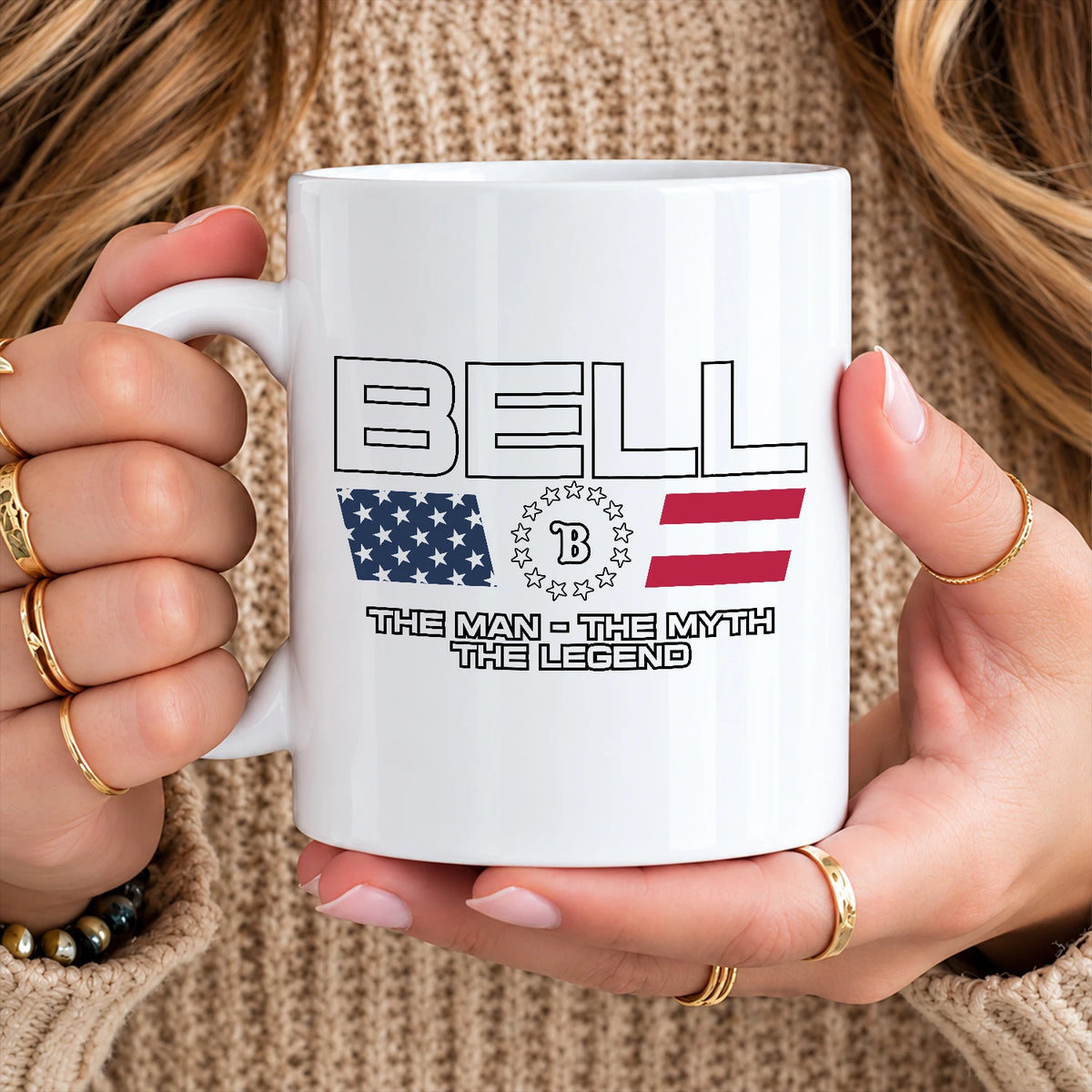 The Man The Myth The Legend Us Flag Mug BELL 13K1 MG23
