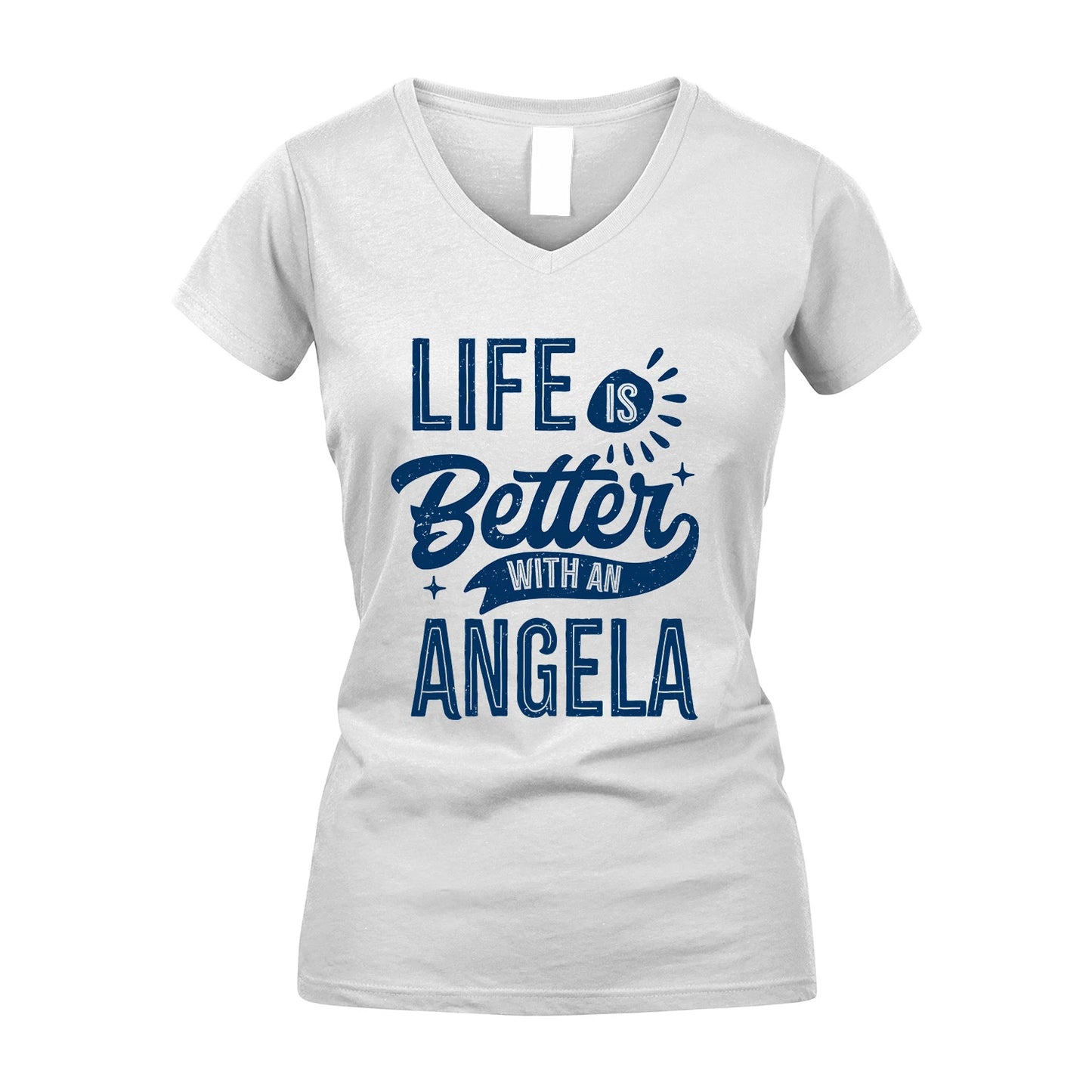 ANGELA 13K1-116 Personalized Name Quote T-Shirt Life Is Better With Unisex Gift
