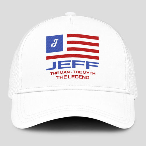 The Man The Myth The Legend America Flag Mesh Cap JEFF 13K1 C193PF