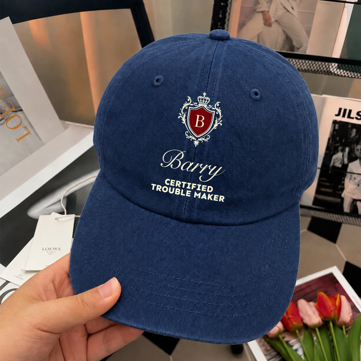 Live Laugh Love Royal Blue Washed Cap BARRY 13K1 C176PF