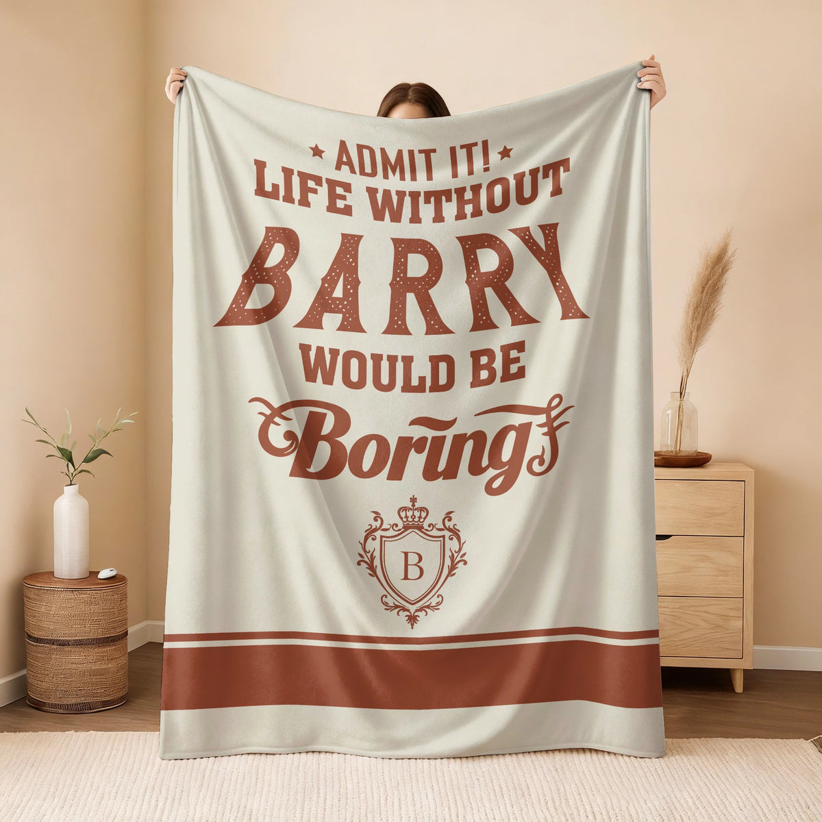 Life Without Your Name Would Be Boring Cream Terracotta Blanket BARRY 13K1 BK24