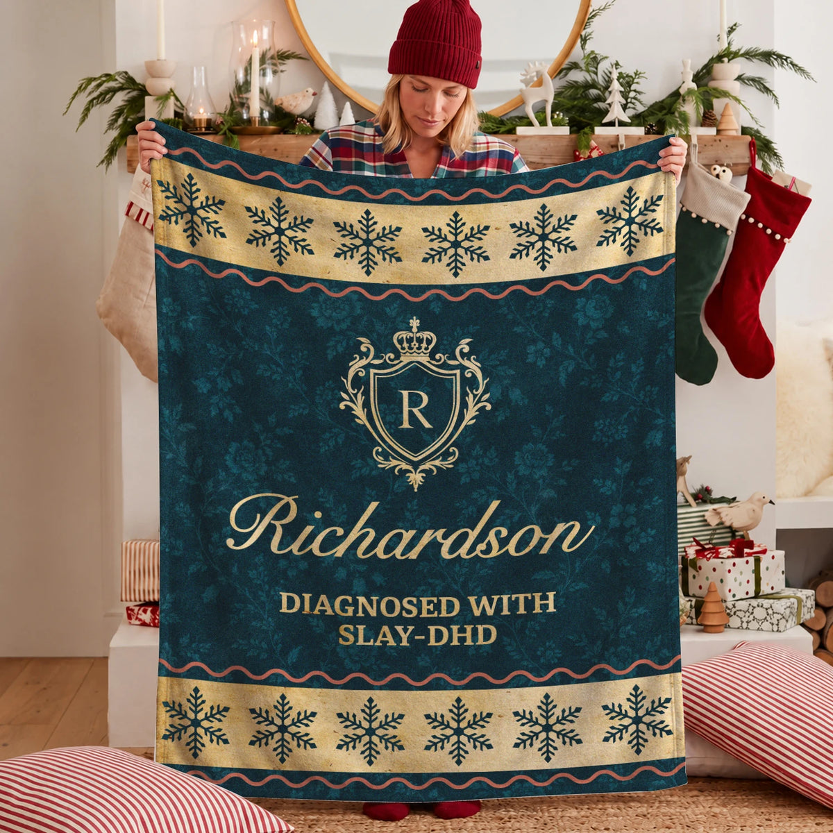 Diagnosed With Slay-DHD Vintage Sage Green Fleece Blanket RICHARDSON 13K1 BK38