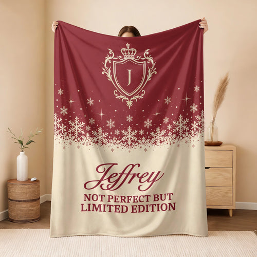 Not Perfect But Limited Edition Red Cream Christmas Fleece Blanket JEFFREY 13K1 BK34