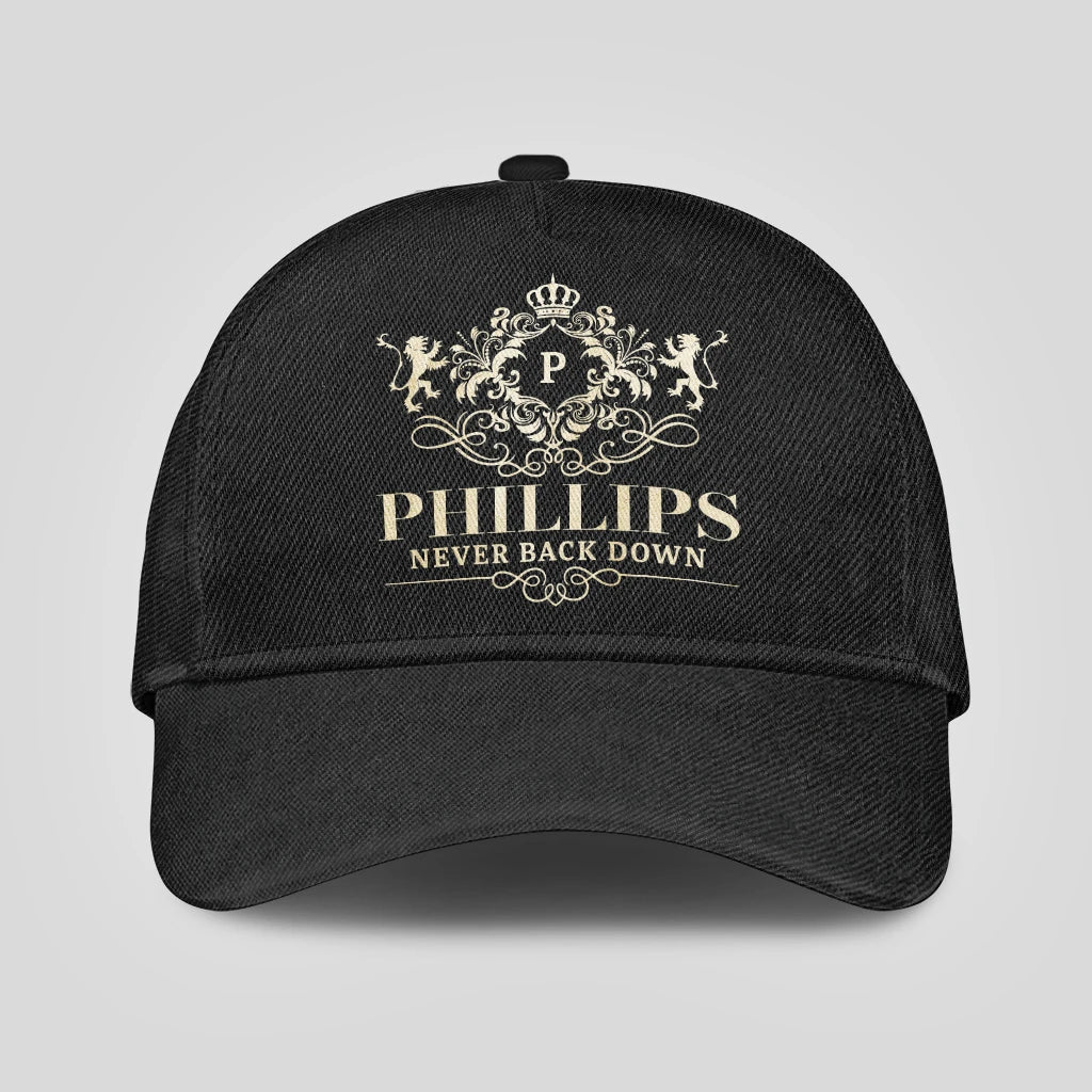 Never Back Down Royal Style Black Cap PHILLIPS 13K1 C179PF