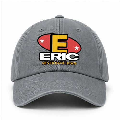 Never Back Down With Your Name And Initial Letter Washed Cap ERIC 13K1 C82PF