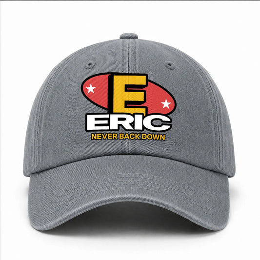 Never Back Down With Your Name And Initial Letter Washed Cap ERIC 13K1 C82PF