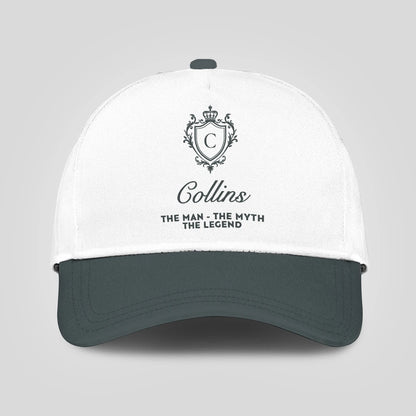 The Man The Myth The Legend Elegant Gray And White Cap COLLINS 13K1 C170PF