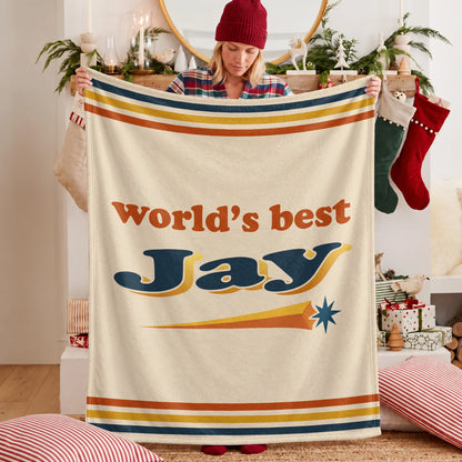 World's Best Your Name Retro Fleece Blanket JAY 13K1 BK64