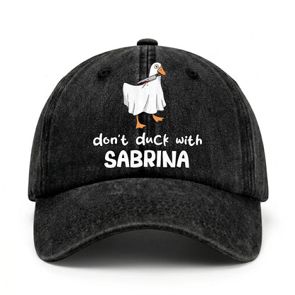 Don't Duck With Your Name Funny Washed Cap SABRINA 13K1 C129PF