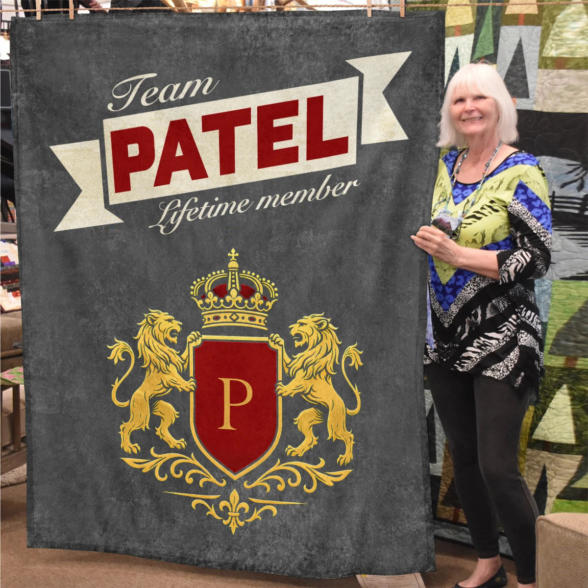 Team Your Name Lifetime Member Charcoal Blanket PATEL 13K1 BK20