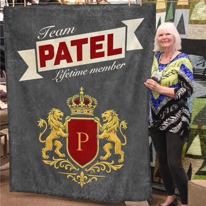 Team Your Name Lifetime Member Charcoal Blanket PATEL 13K1 BK20