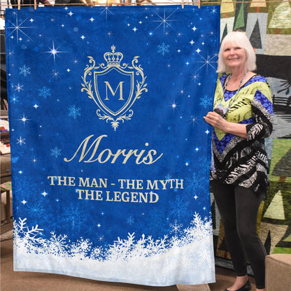 The Man The Myth The Legend Navy Christmas Fleece Blanket MORRIS 13K1 BK15