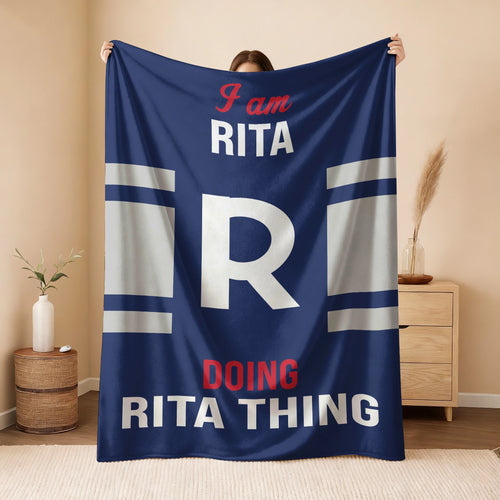 I'm Name Doing Name Things Navy Fleece Blanket RITA 13K1 BK51