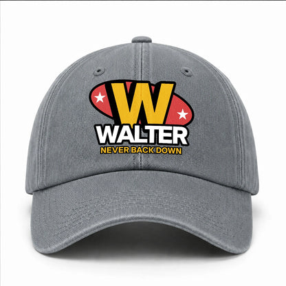 Never Back Down With Your Name And Initial Letter Washed Cap WALTER 13K1 C82PF
