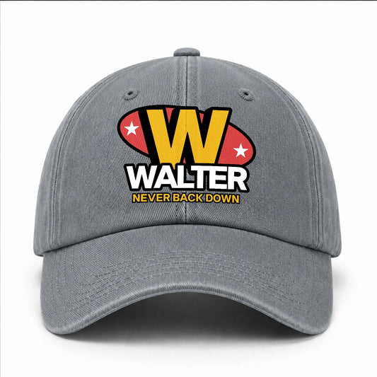 Never Back Down With Your Name And Initial Letter Washed Cap WALTER 13K1 C82PF