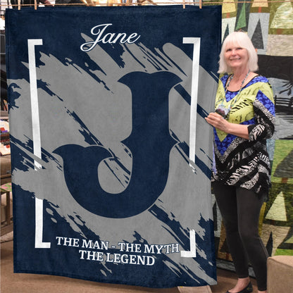 The Man The Myth The Legend Navy Baseball Fleece Blanket JANE 13K1 BK17