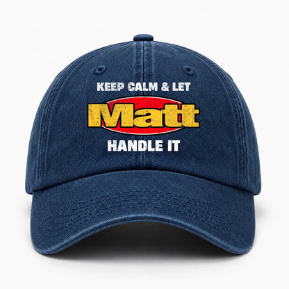 Keep Calm & Let Your Name Handle It Yellow And Red Logo Washed Cap MATT 13K1 C172PF