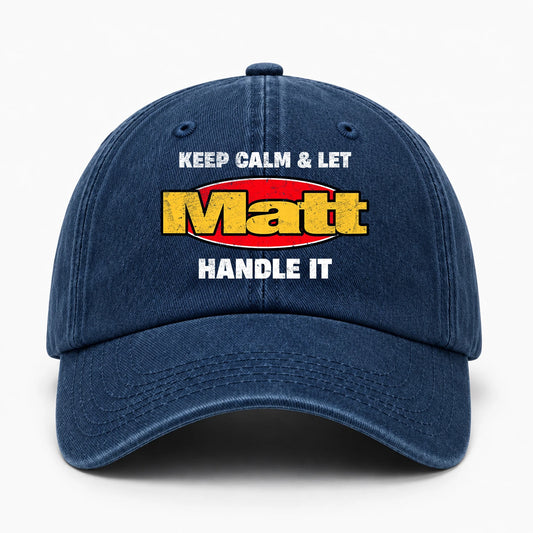Keep Calm & Let Your Name Handle It Yellow And Red Logo Washed Cap MATT 13K1 C172PF
