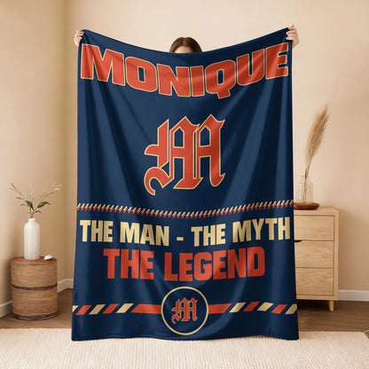 The Man The Myth The Legend Retro Fleece Blanket MONIQUE 13K1 BK53