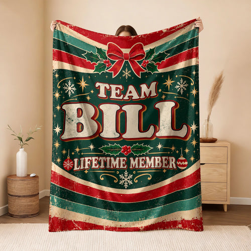 Team Your Name Lifetime Member Christmas Fleece Blanket BILL 13K1 BK52
