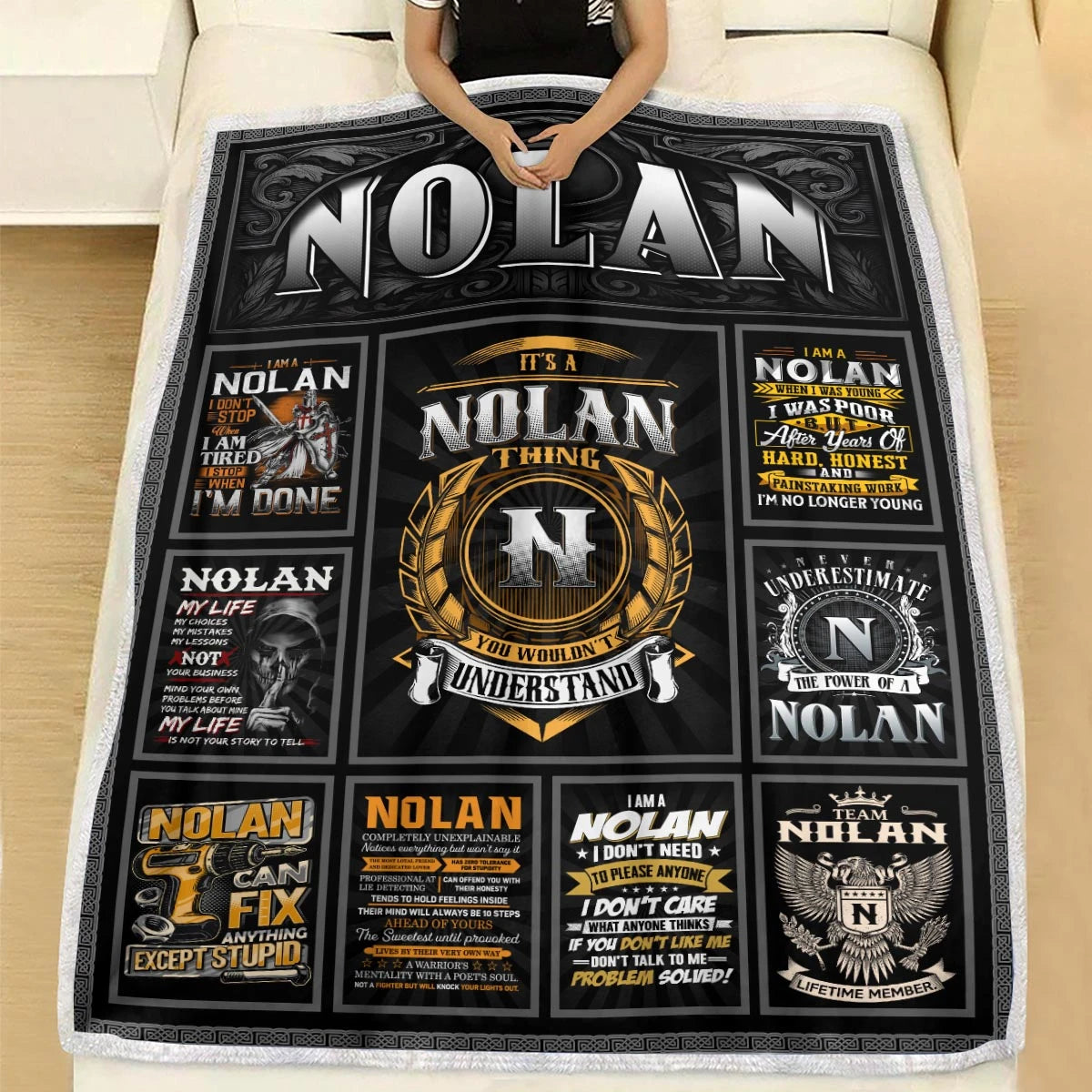 NOLAN Personalized Blanket | Custom Name Cozy Throw Gift 13K4-BK2