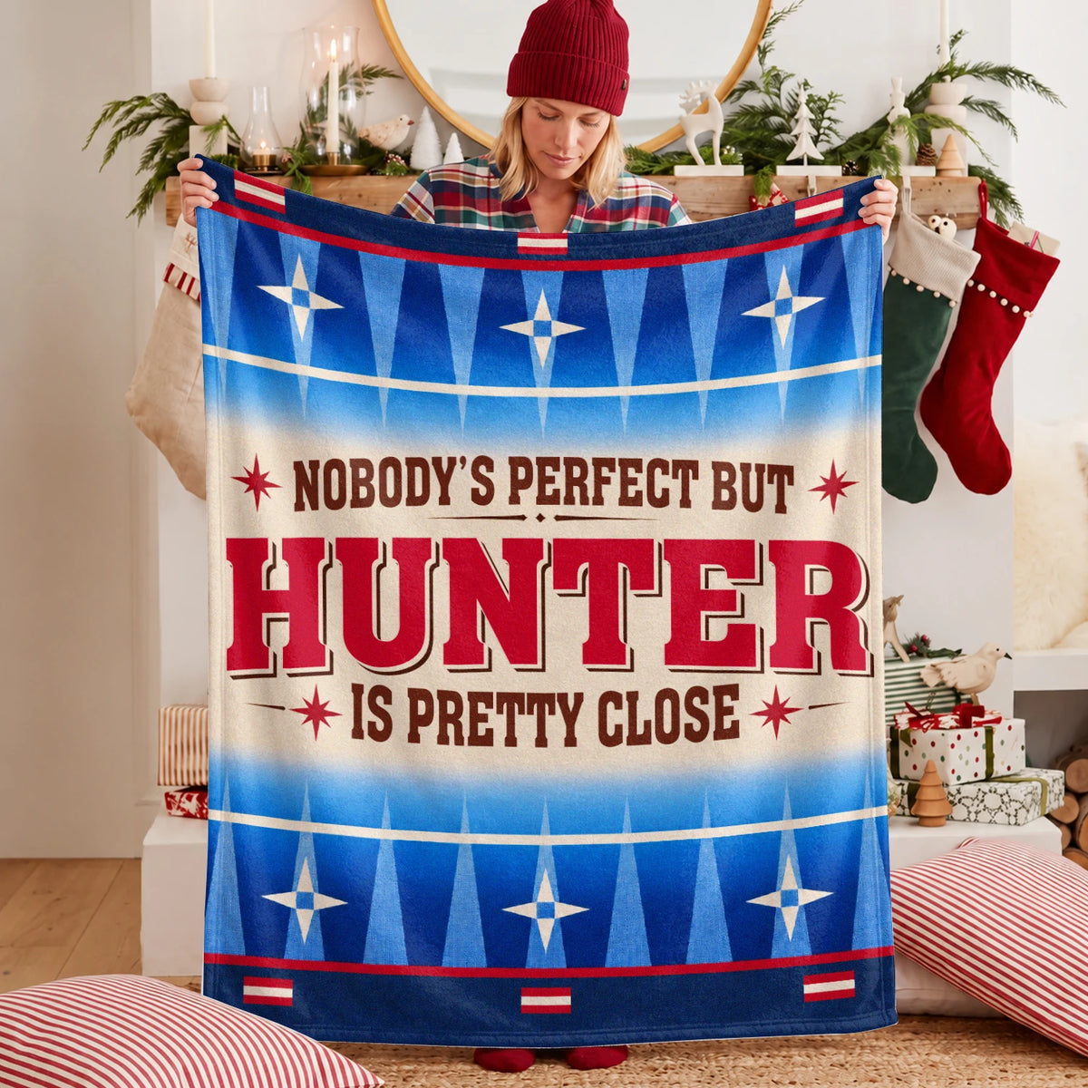 Nobody's Perfect But Your Name Is Close Native American Fleece Blanket HUNTER 13K1 BK57