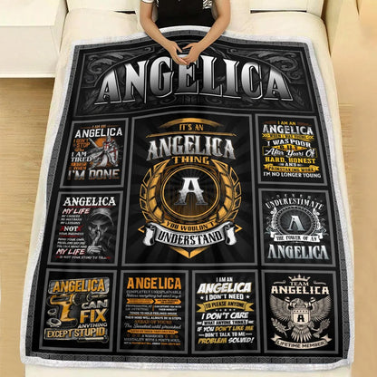 ANGELICA Personalized Blanket | Custom Name Cozy Throw Gift 13K1-BK2