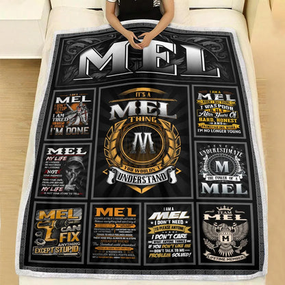 MEL Personalized Blanket | Custom Name Cozy Throw Gift 13K2-BK2