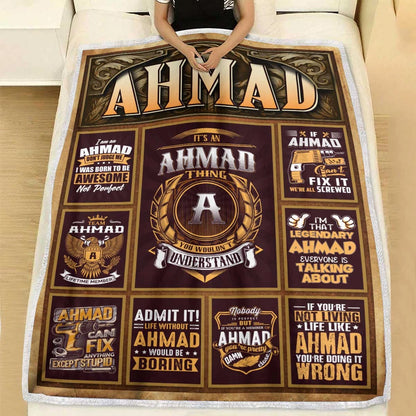 AHMAD Personalized Blanket | Custom Name Cozy Throw Gift 13K1-BK4