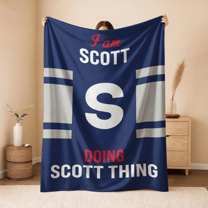 I'm Name Doing Name Things Navy Fleece Blanket SCOTT 13K1 BK51