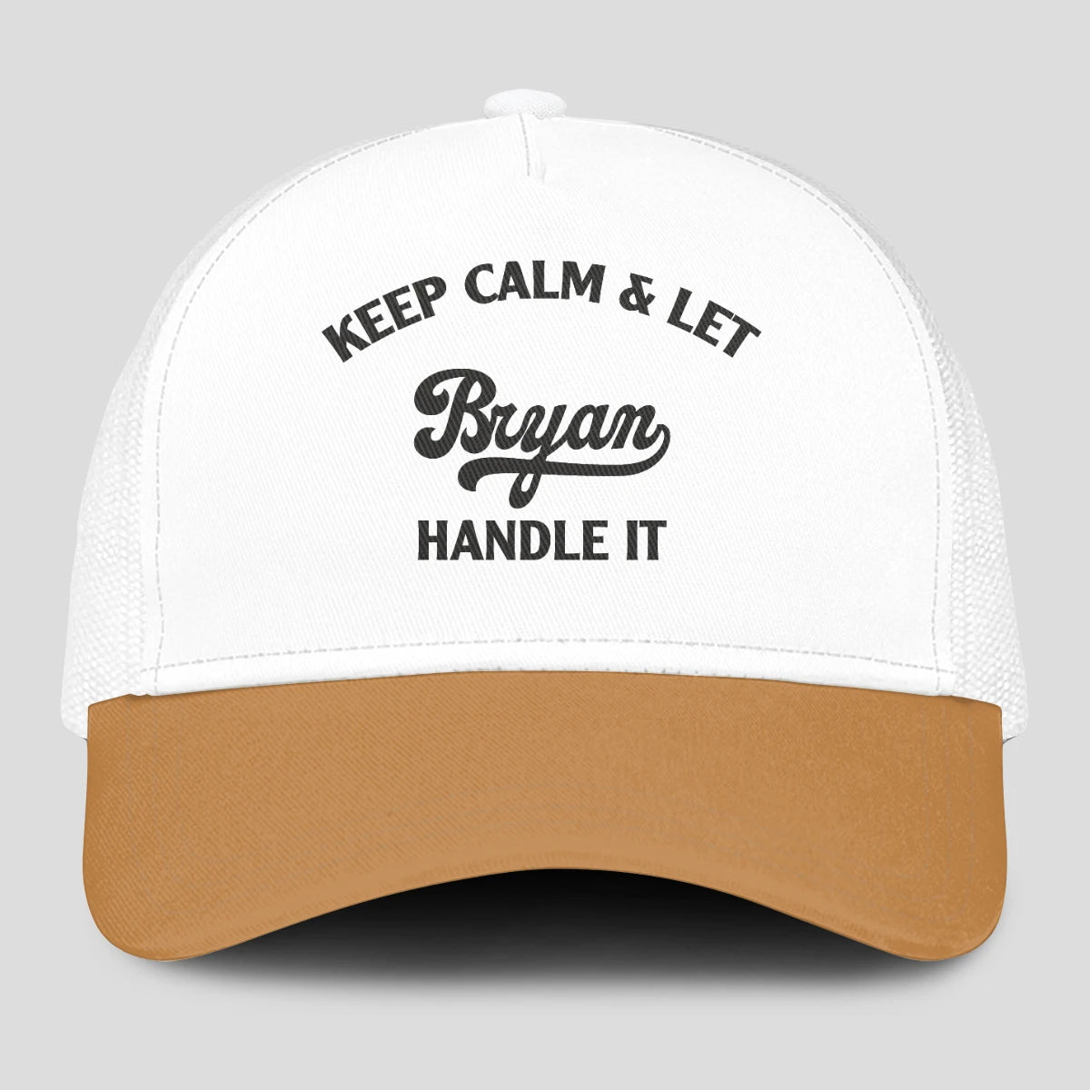 Keep Calm & Let Your Name Handle It Yellow And White Mesh Cap BRYAN 13K1 C205PF