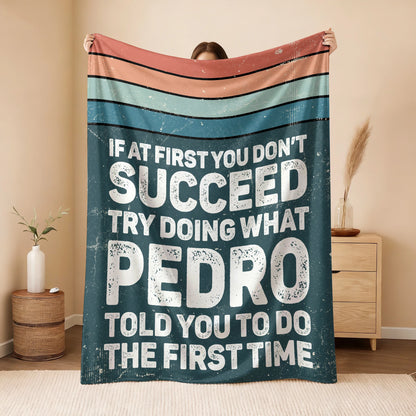 If At First You Don’t Succeed Retro Green Fleece Blanket PEDRO 13K1 BK29