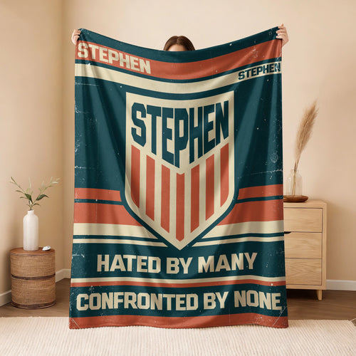Hated By Many Confronted By None Retro Fleece Blanket STEPHEN 13K1 BK58