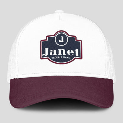 Trouble Maker Burgundy And White Funny Mesh Cap JANET 13K1 C201PF