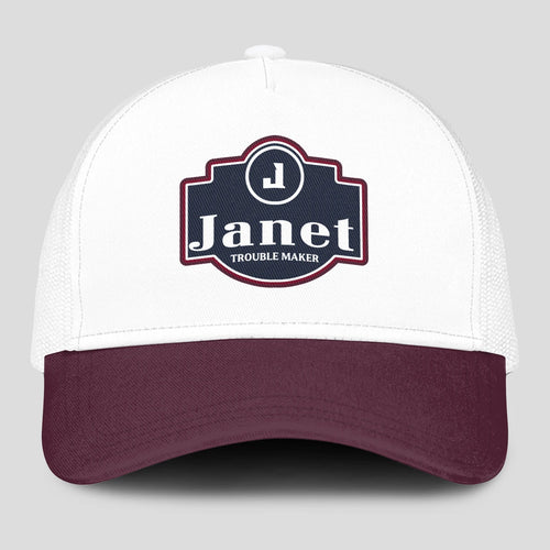 Trouble Maker Burgundy And White Funny Mesh Cap JANET 13K1 C201PF