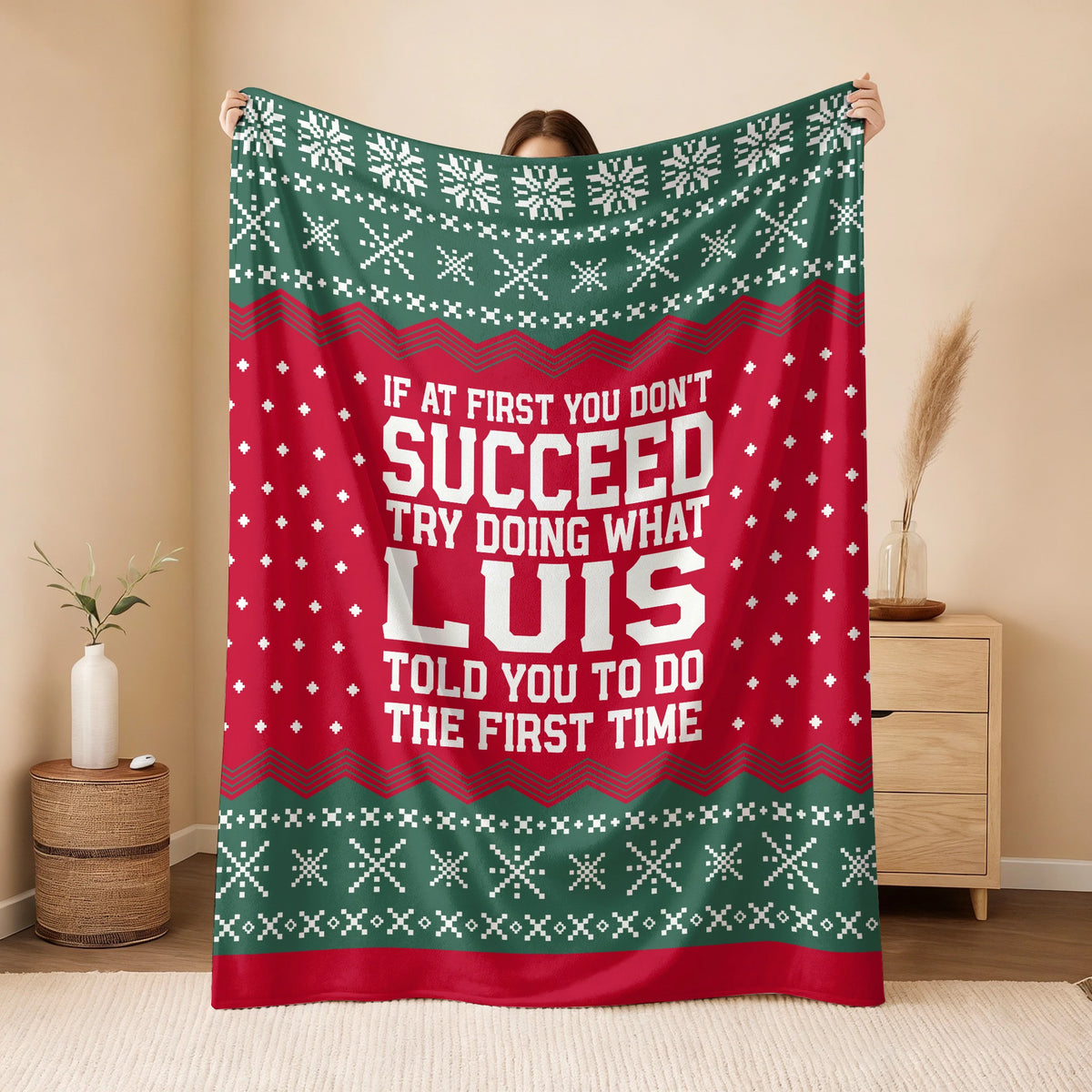 If At First You Don’t Succeed Red Green Christmas Fleece Blanket LUIS 13K1 BK28